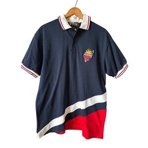 NWT Justin Cariel Philippines Polo Navy Red White Embroidered  Short Sleeve 2X